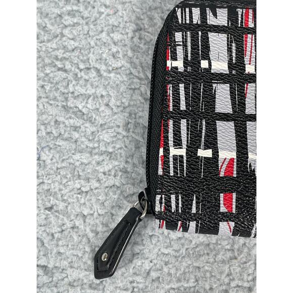Vera Bradley Wallet Zip Around Faux Pebbled Leather Gray Black Red - Picture 4 of 7